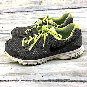 Nike Revolution 2 Sneakers Running Shoe Tennis Shoes Gray Lime Green Trainers 6Y